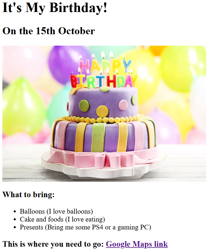 birthday invite project